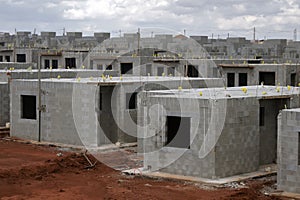 Neighborhood being built with standard houses