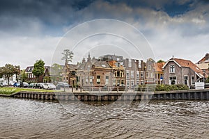 Neighborhood on a canal in the city of Alkmaar. netherlands holland