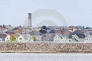 Neighborhood facing New Bedford hurricane barrier