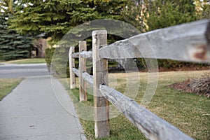 Neighborhood fence in early spring