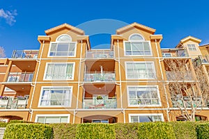 Neighborhood modern houses on sunny day in New Westminster BC, Canada