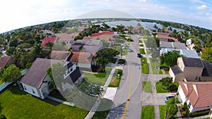 Neighborhood street aerial view