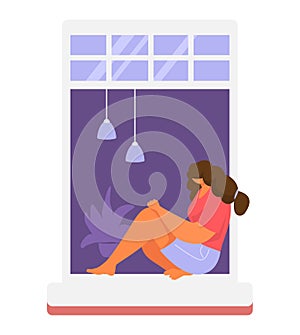 Neighbors people in window vector illustration, cartoon active man woman or couple characters live in neighboring home