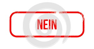 nein - red grunge rubber, stamp