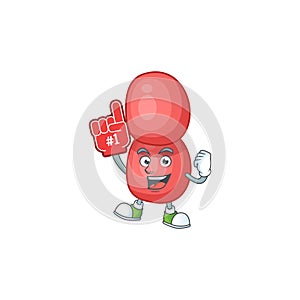 Neisseria gonorrhoeae Cartoon character design style with a red foam finger