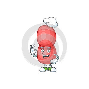 Neisseria gonorrhoeae chef cartoon drawing concept proudly wearing white hat