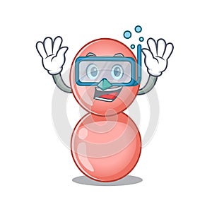 Neisseria gonorrhoeae mascot design concept wearing diving glasses