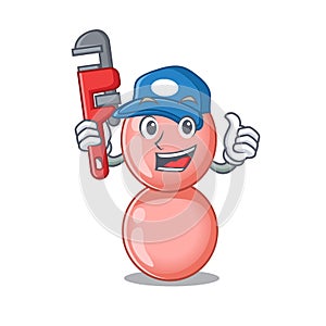 Neisseria gonorrhoeae Smart Plumber cartoon character design with tool