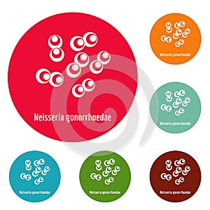 Neisseria gonorrhoedae icons circle set