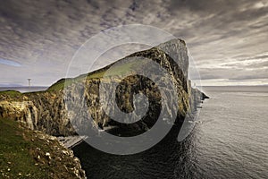 Neist Point, famous landmark with lighthouse on Isle of Skye, Scotland