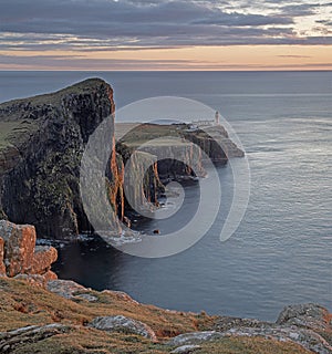 Neist Point Isle of Skye Scotland at Sunset.