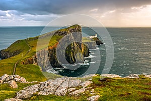 Neist Point Lightouse beautiful view landmark Skye Island Scotland