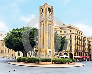 Nejmeh square in downtown Beirut with the iconic clock tower, Beirut, Lebanon