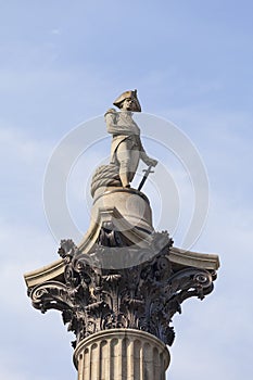Nelson Column, statue of Admiral Nelson, Trafalgar Square, London, United Kingdom