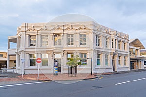 NELSON, NEW ZEALAND, FEBRUARY 4, 2020: Sunset view of Nelson Evening building in the center of Nelson, New Zealand