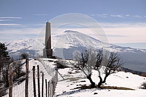 Nelson Obelisk In Winter Nebrodi Park, Sicily