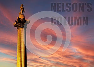 Nelson\'s Column - iconic London landmark situated in Trafalgar square photo