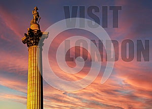 Nelson\'s Column - iconic London landmark situated in Trafalgar square photo
