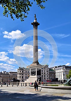 Nelson`s Column at Trafalgar Square, London, UK