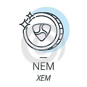 NEM cryptocurrency coin line, icon of virtual currency