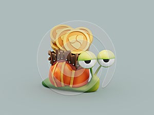 Nem Snail Sleepy Tired Slow Crypto Currency 3D Cartoon  Illustration Render