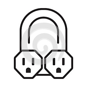 Nema 5-15 connector power outlet line art icon for apps or websites