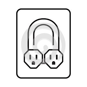 Nema 5-15 grounded power outlet line art vector icon for apps or websites