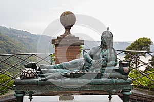 NEMI, ROME, ITALY 10 SEPTEMBER 2016,Statue of mother and child in city of Nemi, near Rome, Italy