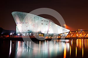 The Nemo Museum at night in Amsterdam