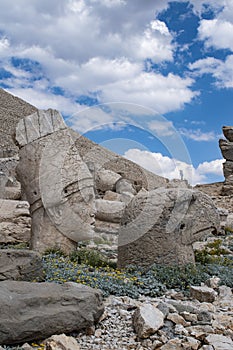 Nemrut Dagi, Mount Nemrut, Kahta, Turkey, Middle East, head, heads, sanctuary, tomb, king, Antiochus, shrine, lion, eagle