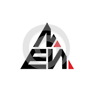 NEN triangle letter logo design with triangle shape. NEN triangle logo design monogram. NEN triangle vector logo template with red photo