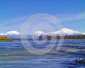 Nenana river with Denali range