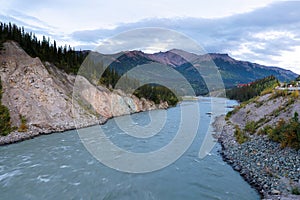 Nenana River at sunrise at Denali National Park, Alaska, USA