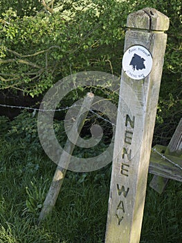 Nene Way Footpath. Direction post