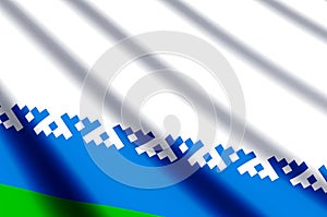 Nenets Autonomous District colorful waving and closeup flag illustration