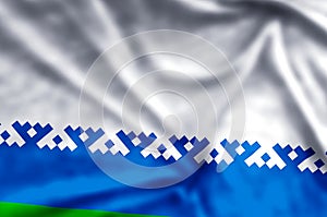 Nenets Autonomous District colorful waving and closeup flag illustration