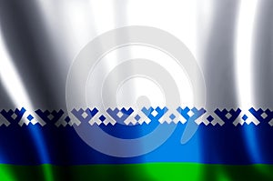 Nenets Autonomous District colorful waving and closeup flag illustration