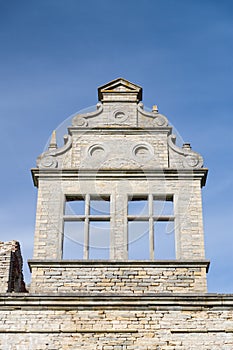 Neo-baroque masonry wall detail closeup photo