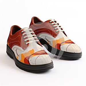 Neo-dada Men\'s Shoes With Surrealist Manga Style And Orange Patterns