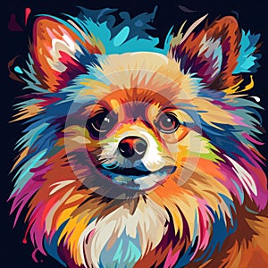 Neo-expressionist Pomeranian Art: Curious Dog In 1970s Style