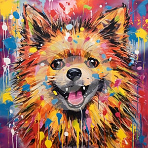 Neo-expressionist Pomeranian Art: Curious Dog With Twisted Characters And Soggy 1970s Feel