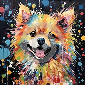 Neo-expressionist Pomeranian Art: Curious Dog With Twisted Characters And Soggy 1970s Feel