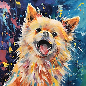 Neo-expressionist Pomeranian Art: Curious Dog With Unconventional Style