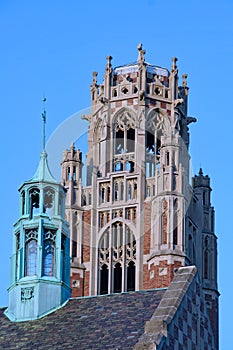 Neo-gothic belfry of a theological seminary
