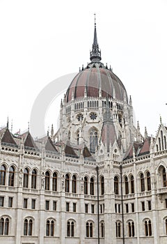 Neo gothic building oh Hungarian parliament with dome