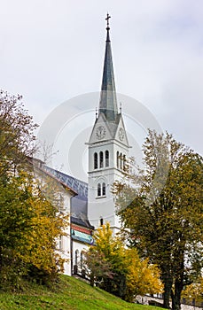 Neo Gothic Parish Church of Saint Martin at Bled lake