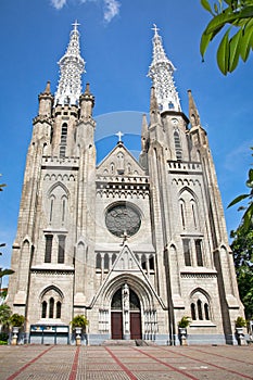 Neo-gothic Roman Catholic Cathedral in Jakarta, on Java, Indon
