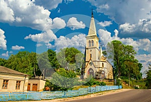 Neo Gothic Roman Catholic Saint Anthony of Padua Church in Strusiv, Ternopil region, Ukraine