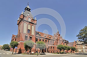 Neo-gothic town hall in L?bork, Poland
