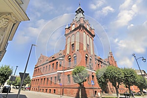 Neo-gothic town hall in L?bork, Poland